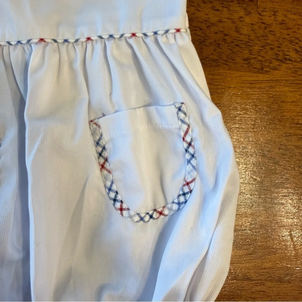 Zuccini kids White Baby Bubble Romper with blue red trim size 12 months - Picture 3 of 4